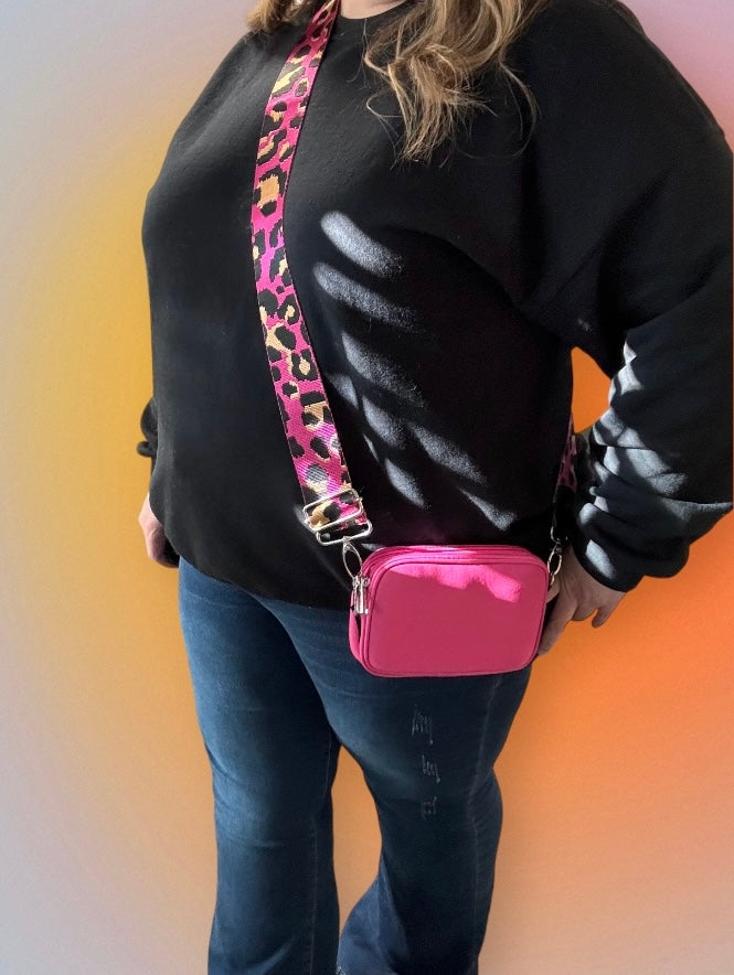 Hot Pink Dual Zipper Belt/Crossbody Bag