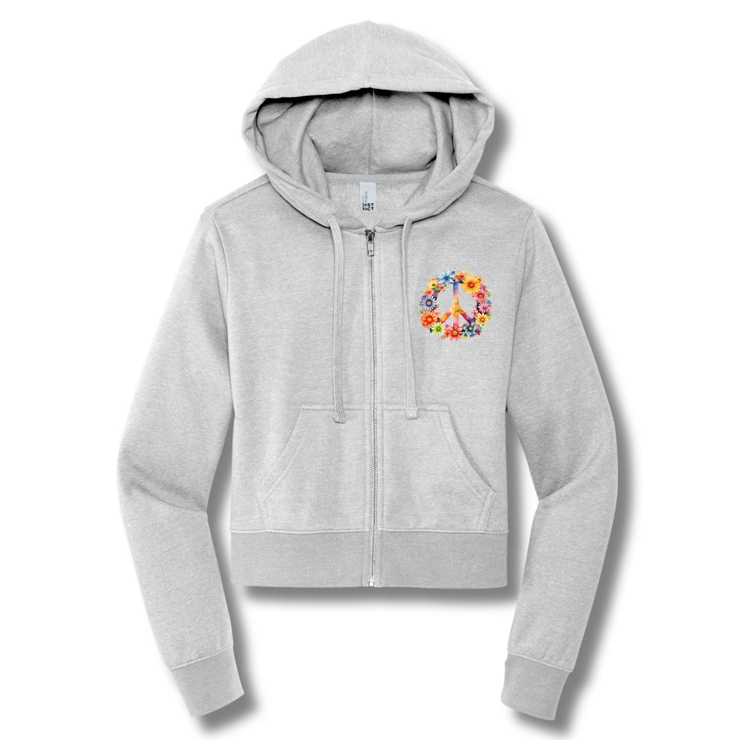 Flowered Peace | Waist Length Full-Zip Hoodie