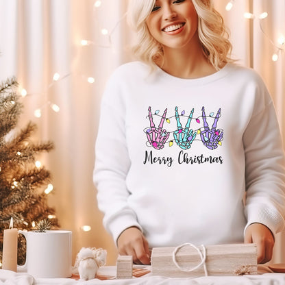 Skeleton Hands Merry Christmas | Crewneck Sweatshirt