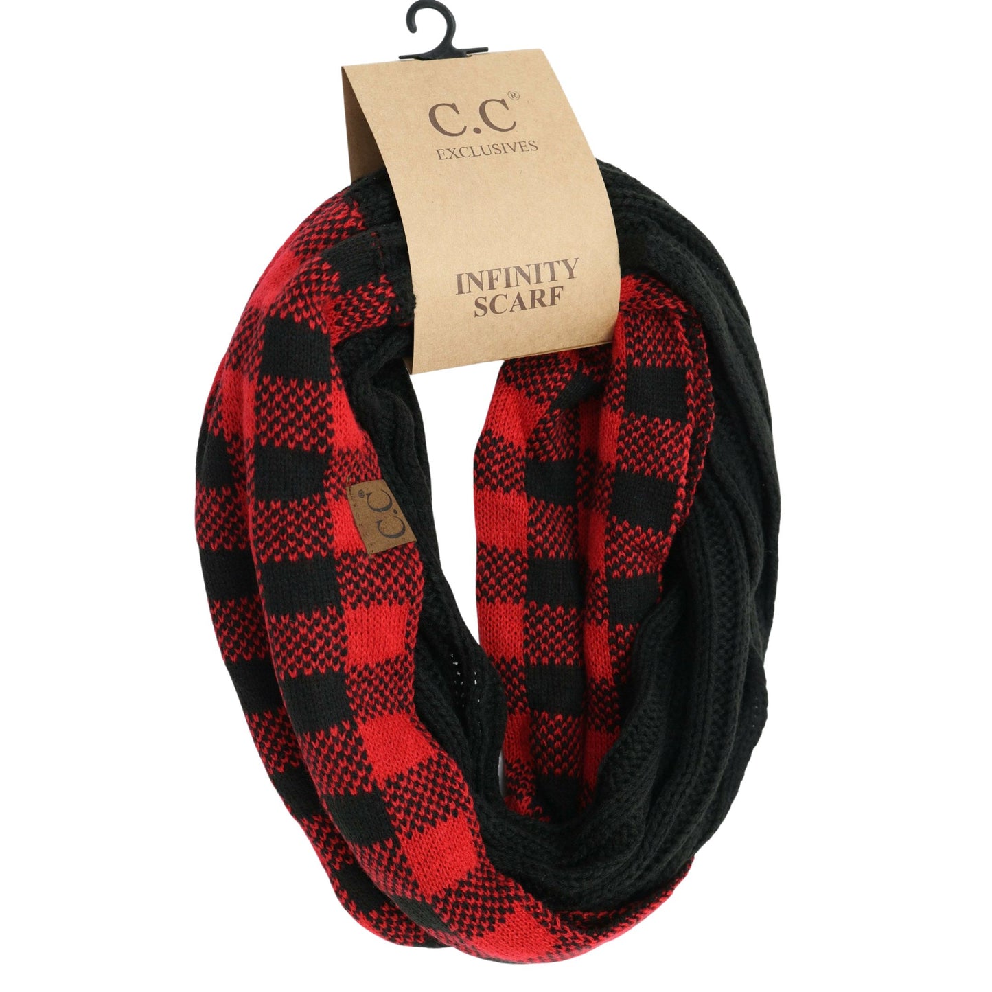 Buffalo Print Infinity Scarf - Red & Black