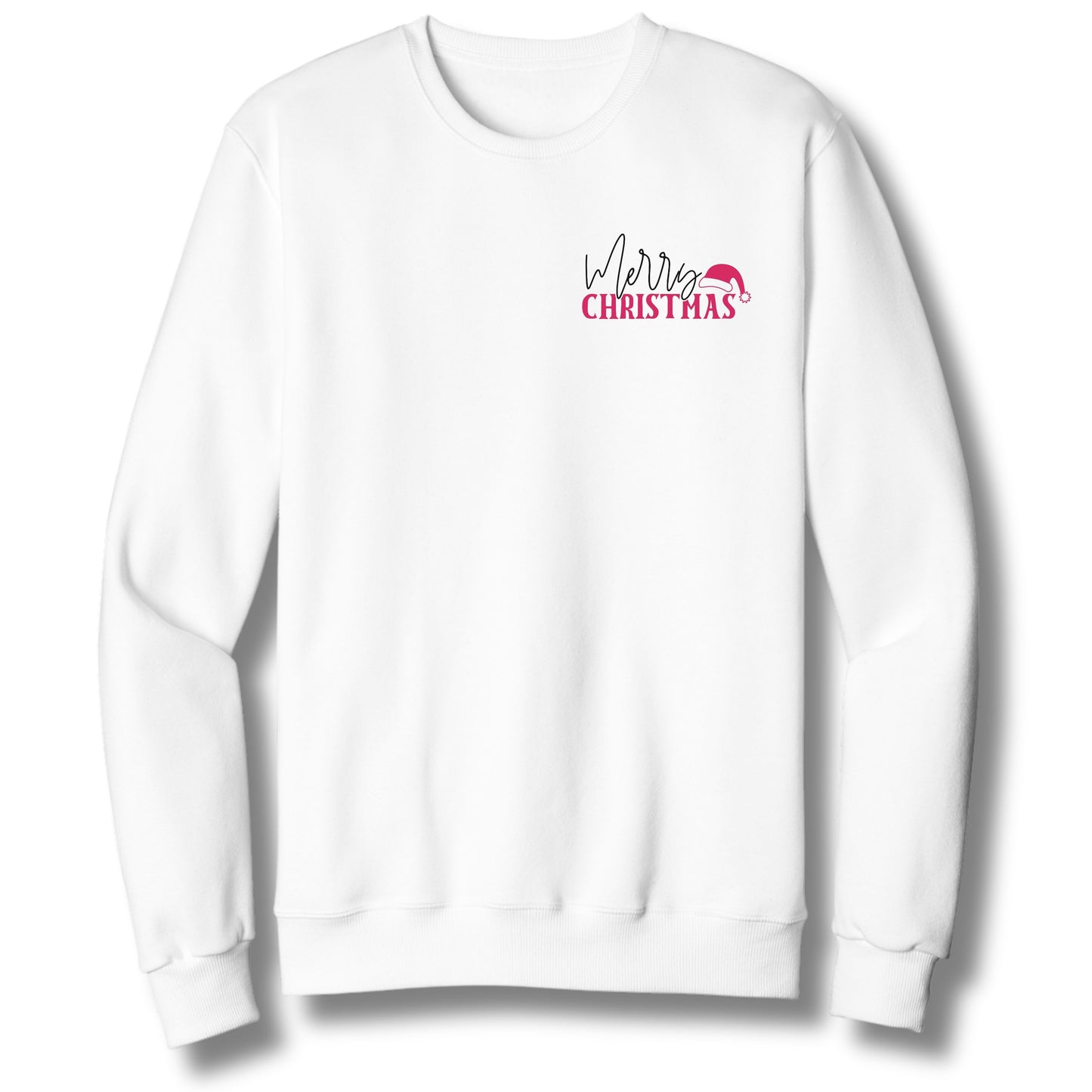 Merry Christmas Pink Santa Hat | Crewneck Sweatshirt