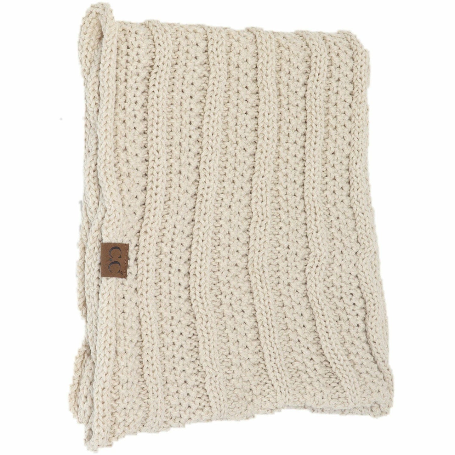 Ribbed Solid Infinity Scarf - Beige