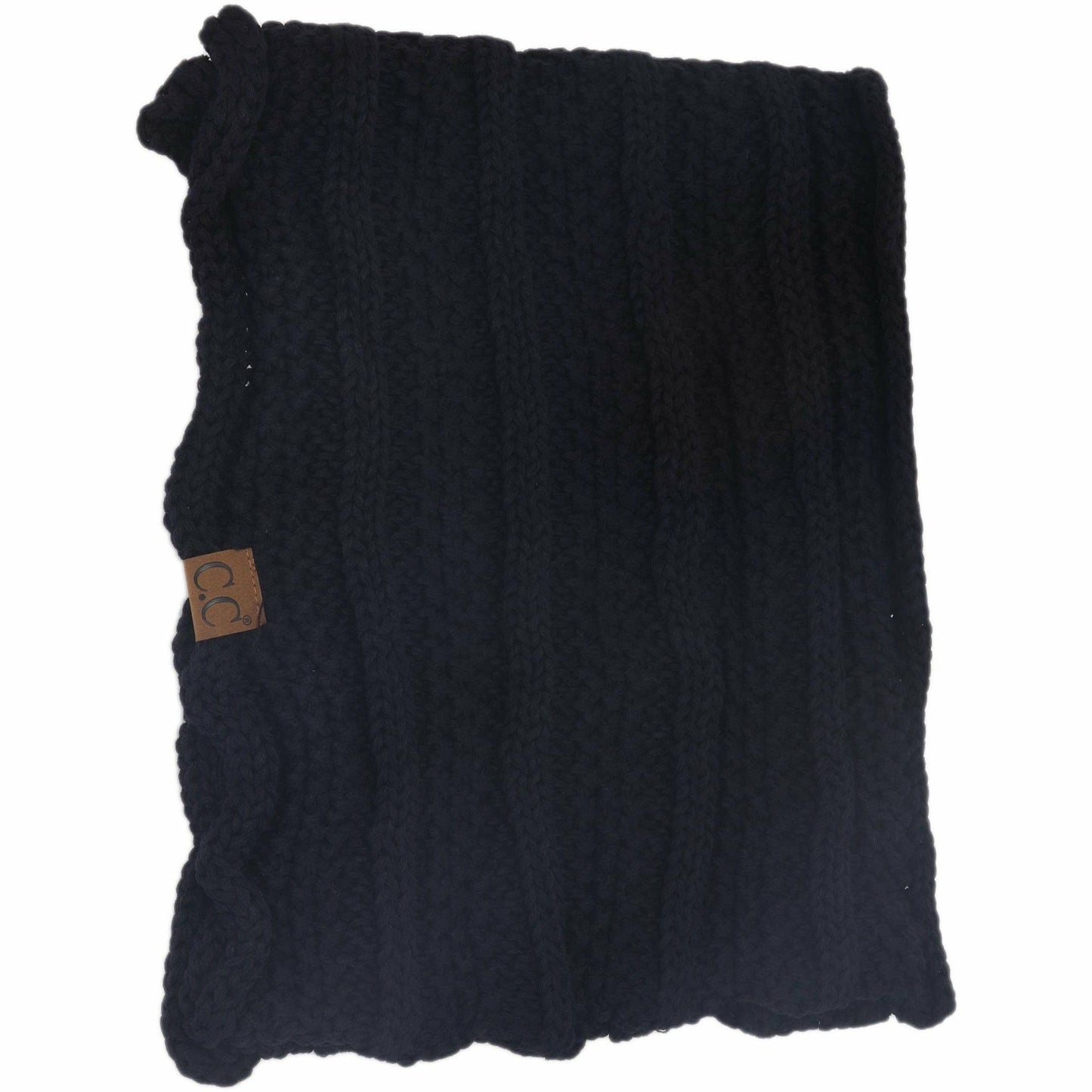 Ribbed Solid Infinity Scarf - Black