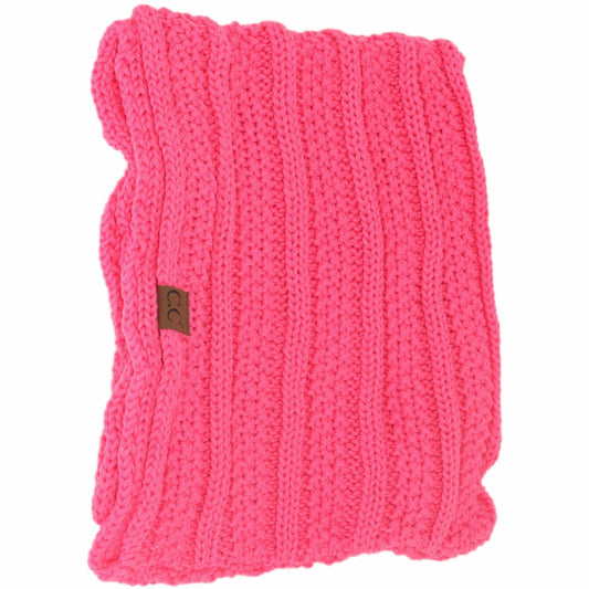 Ribbed Solid Infinity Scarf - New Candy Pink