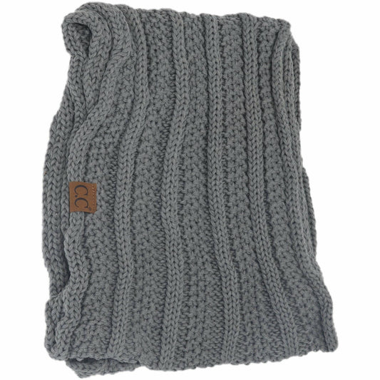 Ribbed Solid Infinity Scarf - Lt. Grey